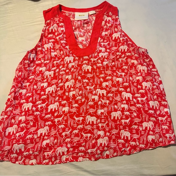 Anthropologie Tops - Anthropologie Red Animal Pattern Blouse
